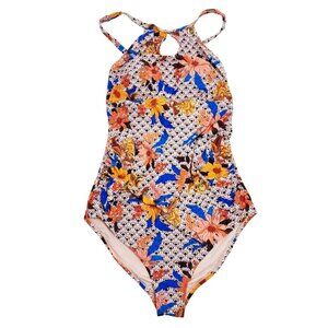 Cupshe Womens Floral Print One-Piece Swimsuit Keyhole Back Adjustable  Size L